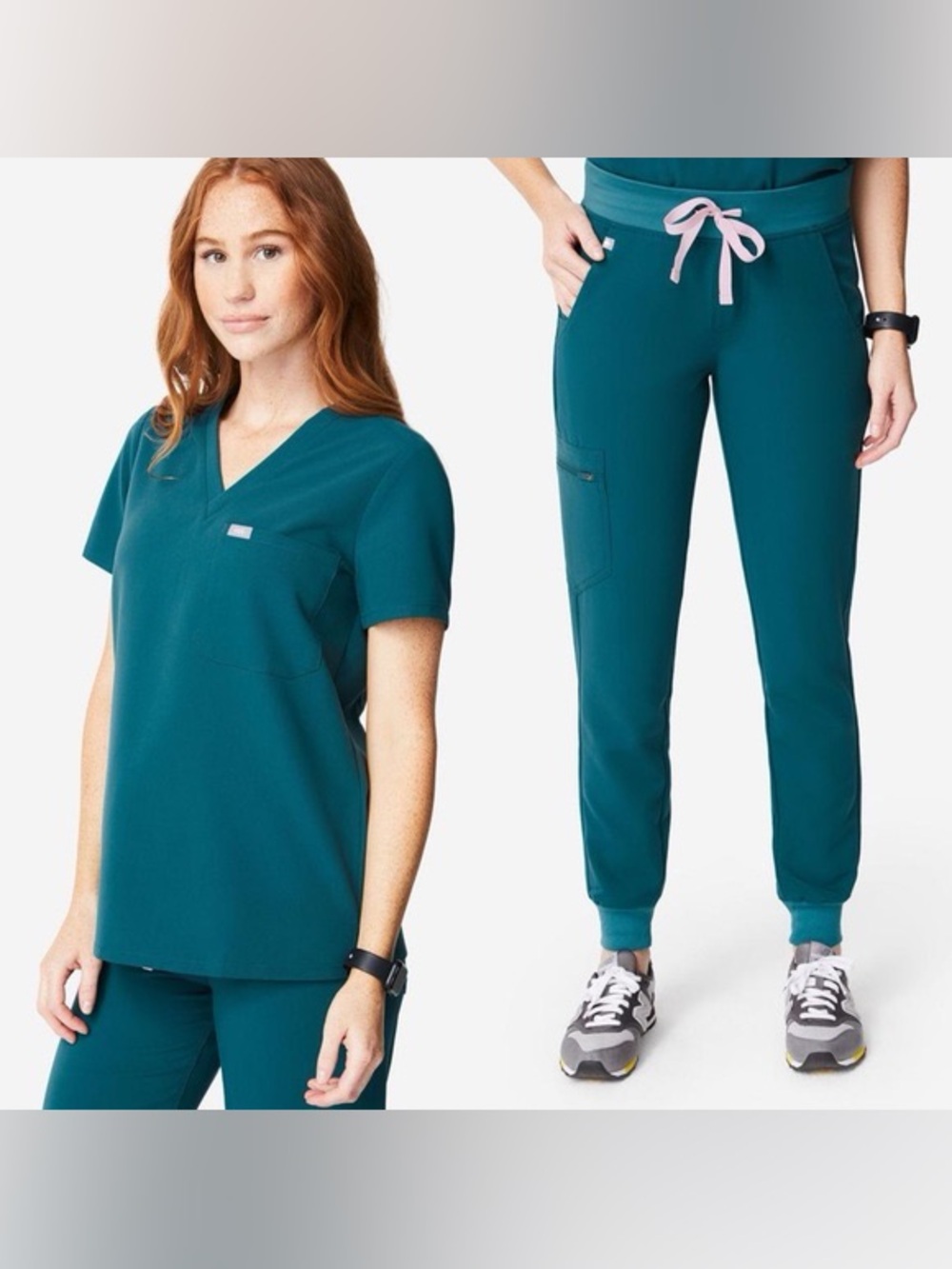 FIGS Caribbean Blue Catarina Scrub Top Zamora Jogger Pants Set Medium Nurse